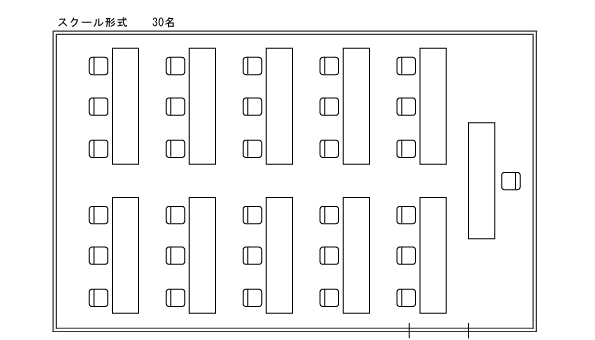 フロアレイアウト（スクール形式：30人）